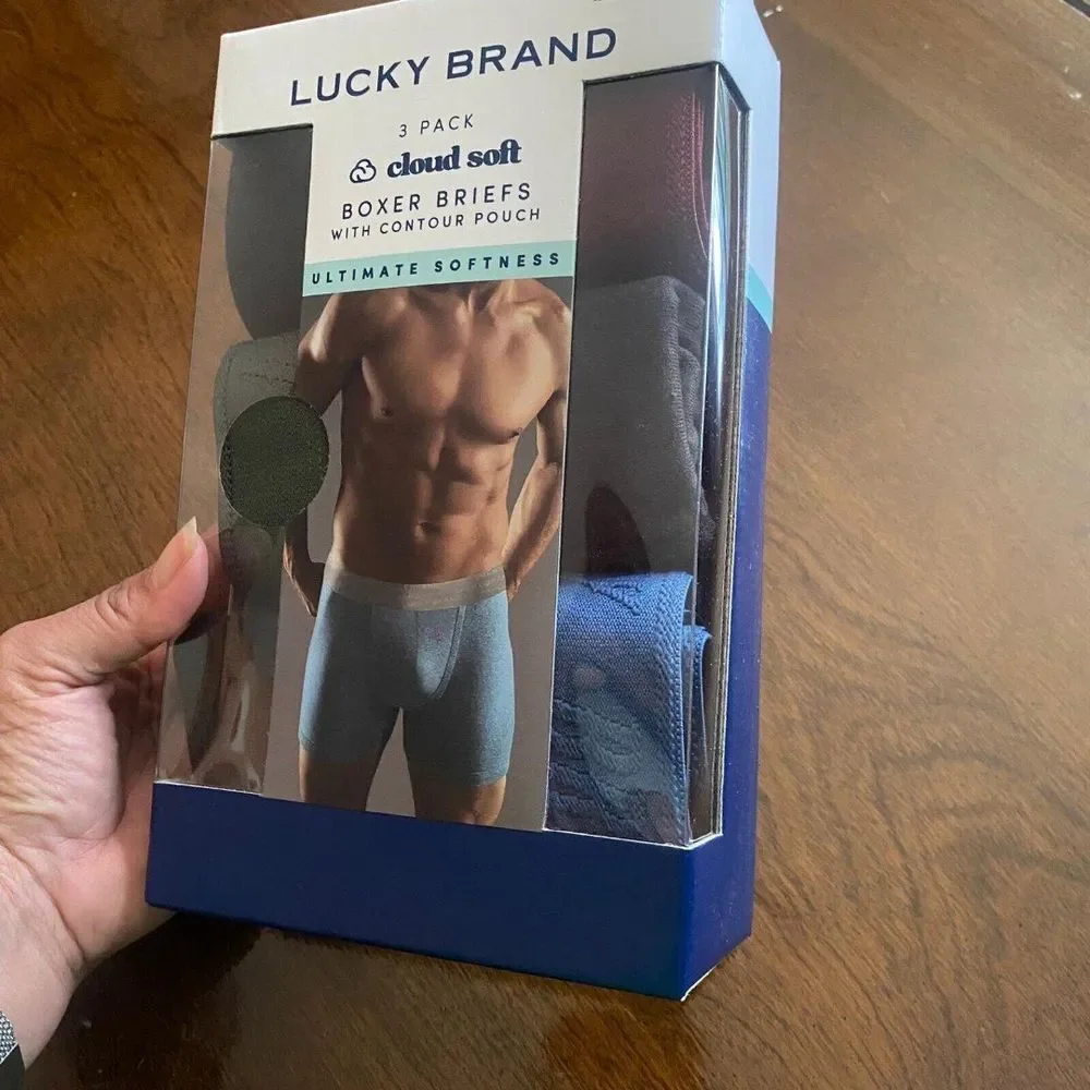 3‎ Pack LUCKY BRAND Men COTTON Boxer Briefs Stretch multicolor Size Small NEW